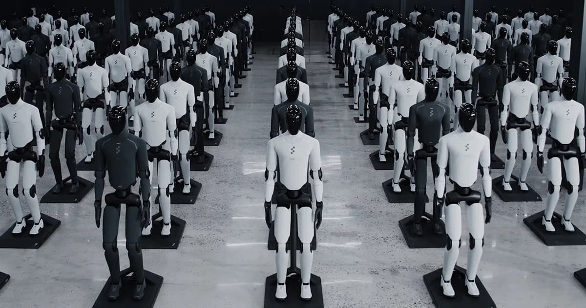 Rows of Figure 03 robots on the BotQ production line