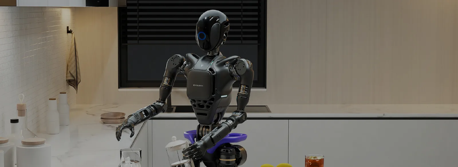 A Fourier humanoid robot in a domestic kitchen