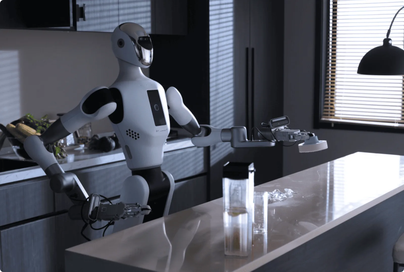 Galbot G1 robot working at a kitchen counter