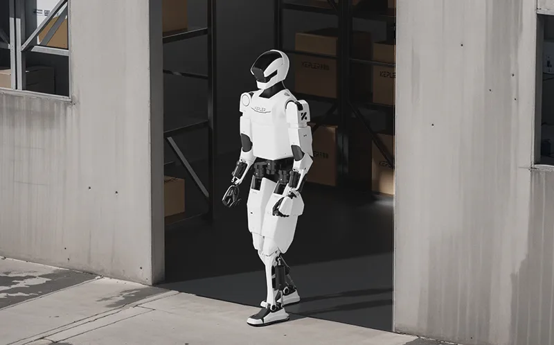 Kepler K2 humanoid robot walking in an industrial space