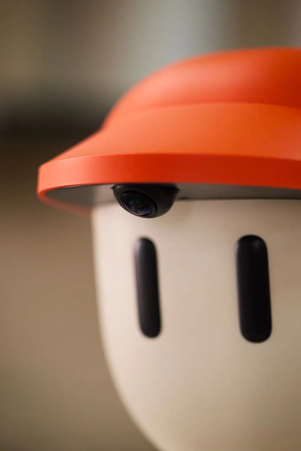Close-up of the Memo robot’s face