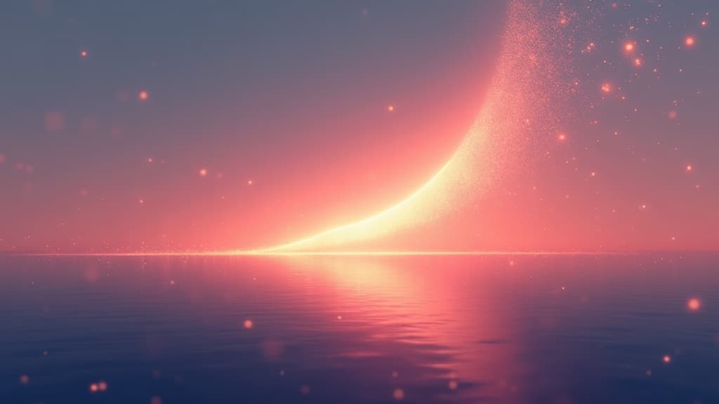 An abstract rising data curve over a calm horizon